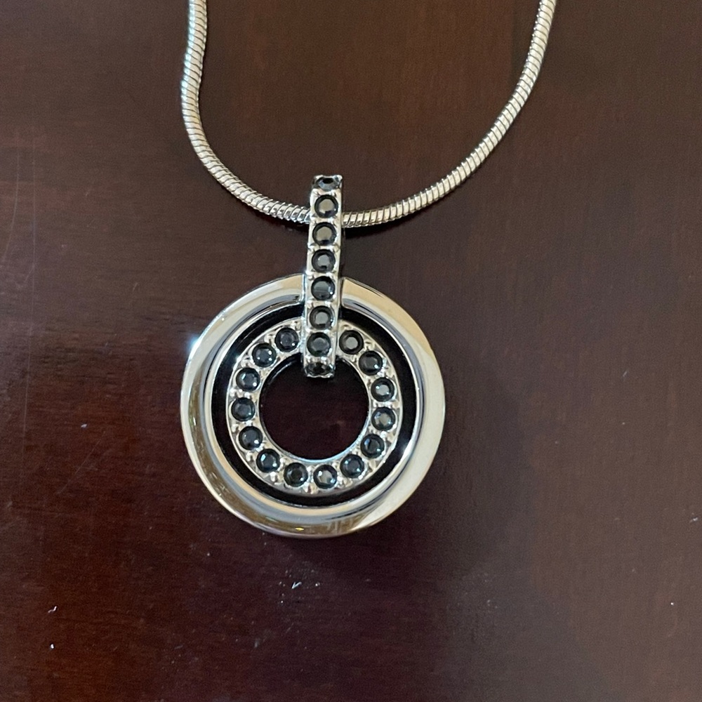 Swarovski Black Crystal Pave Circle Necklace